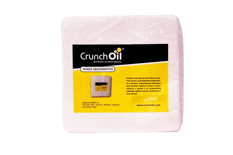 Paños absorbentes con cara impermeable CrunchOil para hidrocarburos